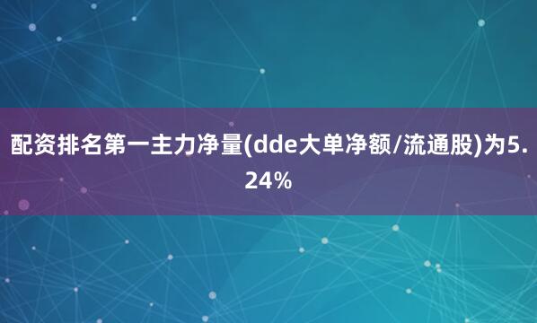 配资排名第一主力净量(dde大单净额/流通股)为5.24%